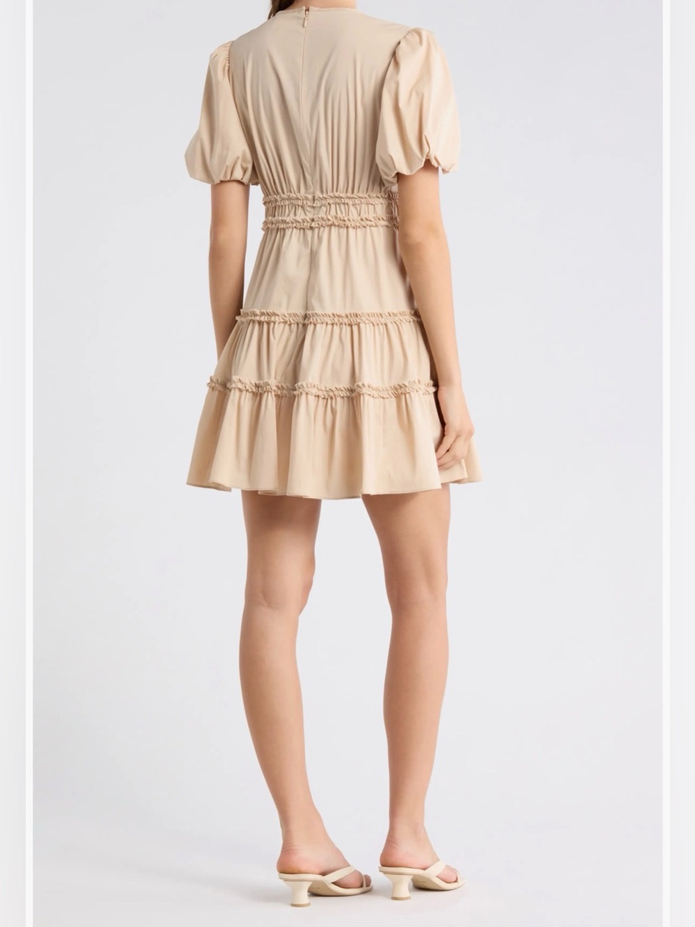Cinq a Sept Women's Sirrina Puff Sleeve Cotton Blend Minidress Size 10 Blush - Picture 2 of 8